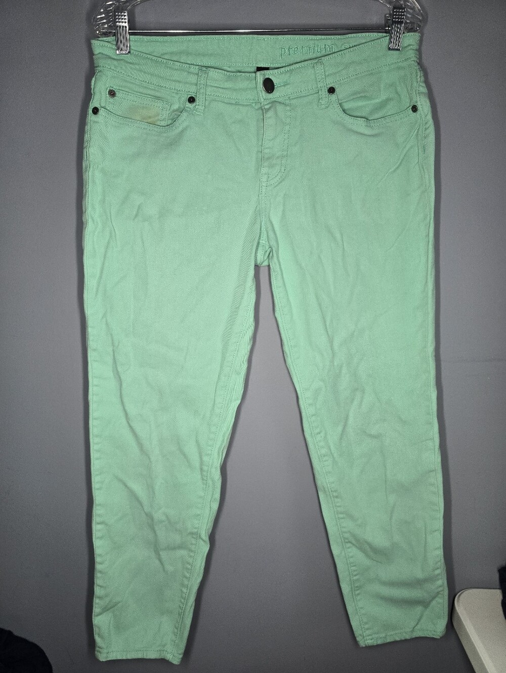 2012 GAP Premium Super Skinny Crop Low-Rise Jeans-Womens 10/30-Mint Green